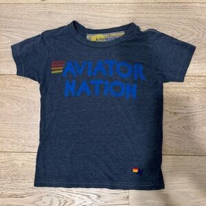 Aviator Nation Kids Charcoal Tee with Blue Logo